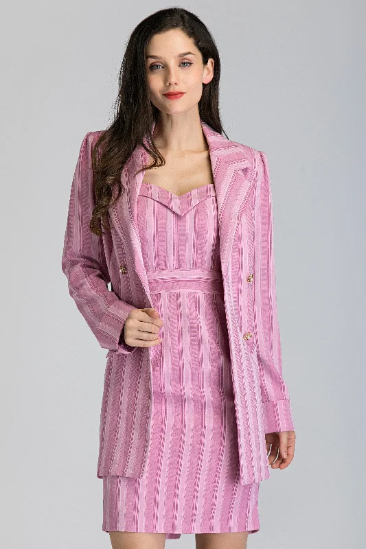 Pink Stripe Dress and Blazer Set