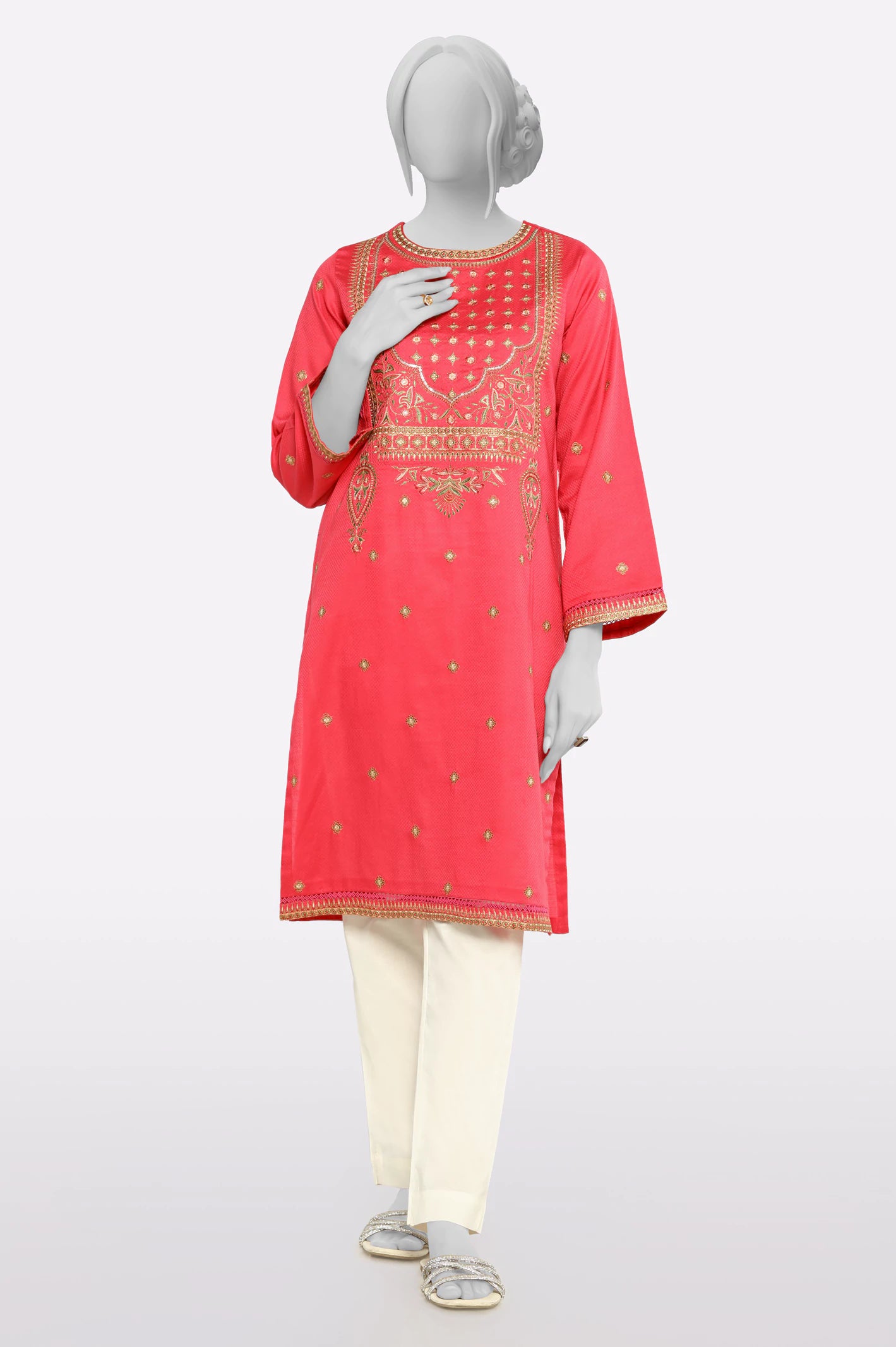 Dark Pink Embroidered Kurti