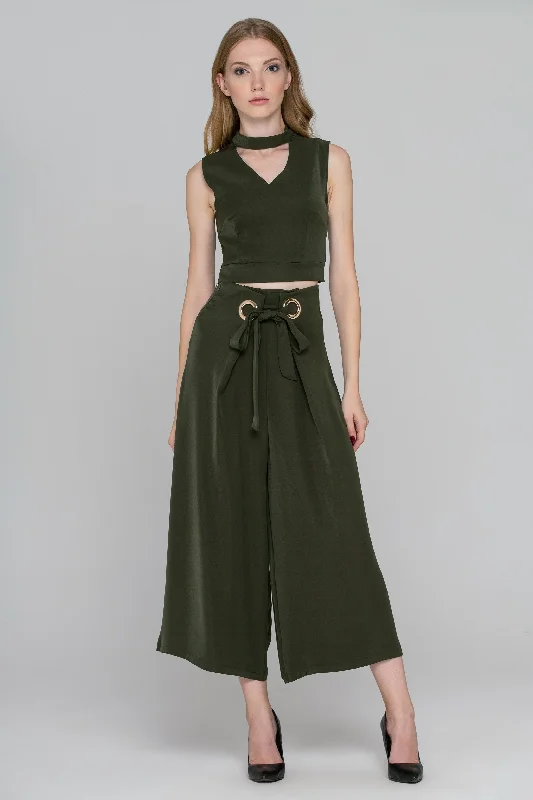 Rania Fawaz - Pine Green Two Piece Ring Palazzo Co-ord