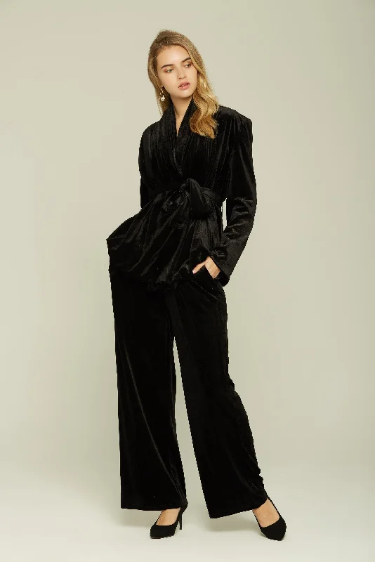 Black Velvet Jacket and Trouser Set