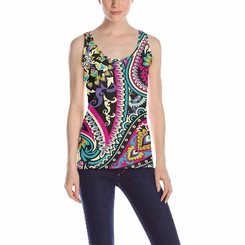 Womens Tank Tops print with graphic Paisley pattern