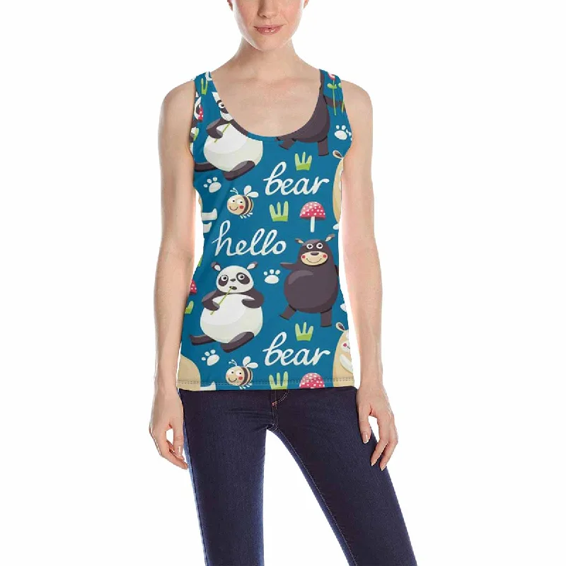 Womens Tank Tops print with pattern with bears bee plants