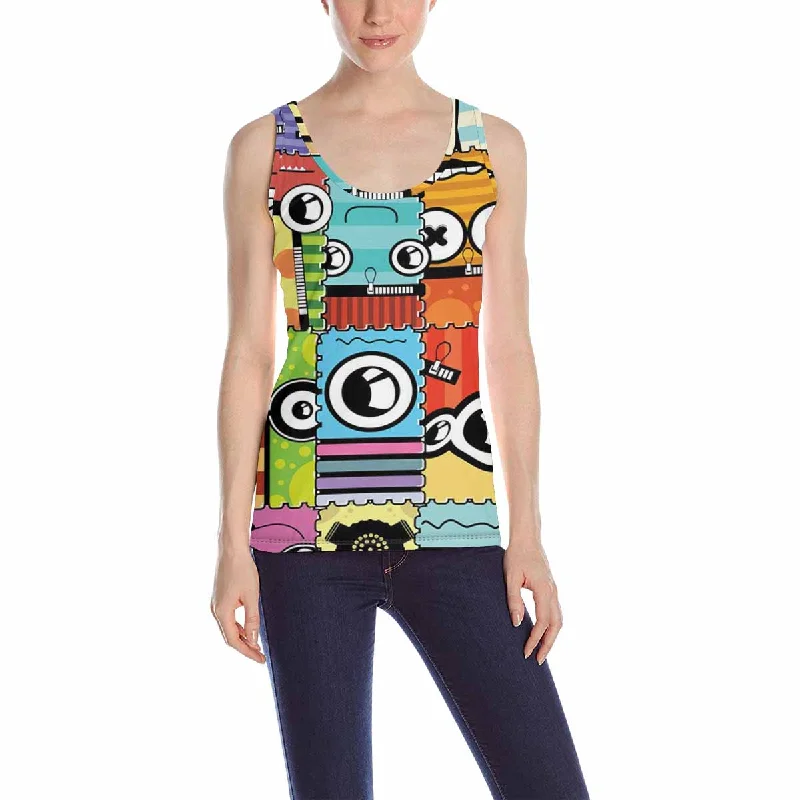 Womens Tank Tops print with cute Monsters