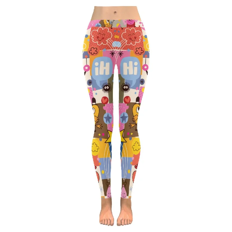 womens sketchy cartoon pattern low rise yoga outdoor Leggings plus size:XXS-5XL