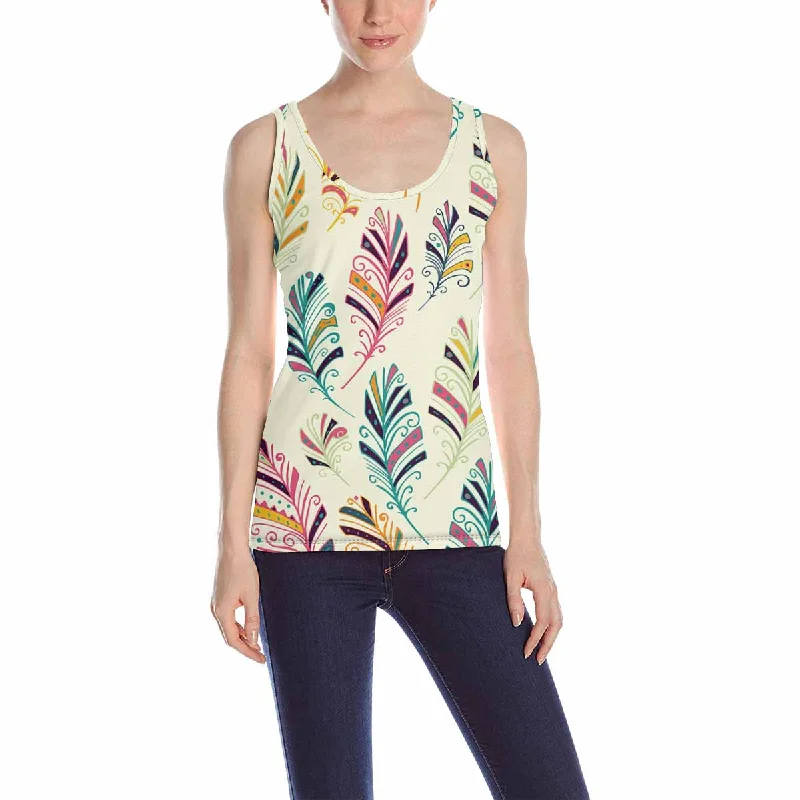 Womens Tank Tops print with graphic feathers