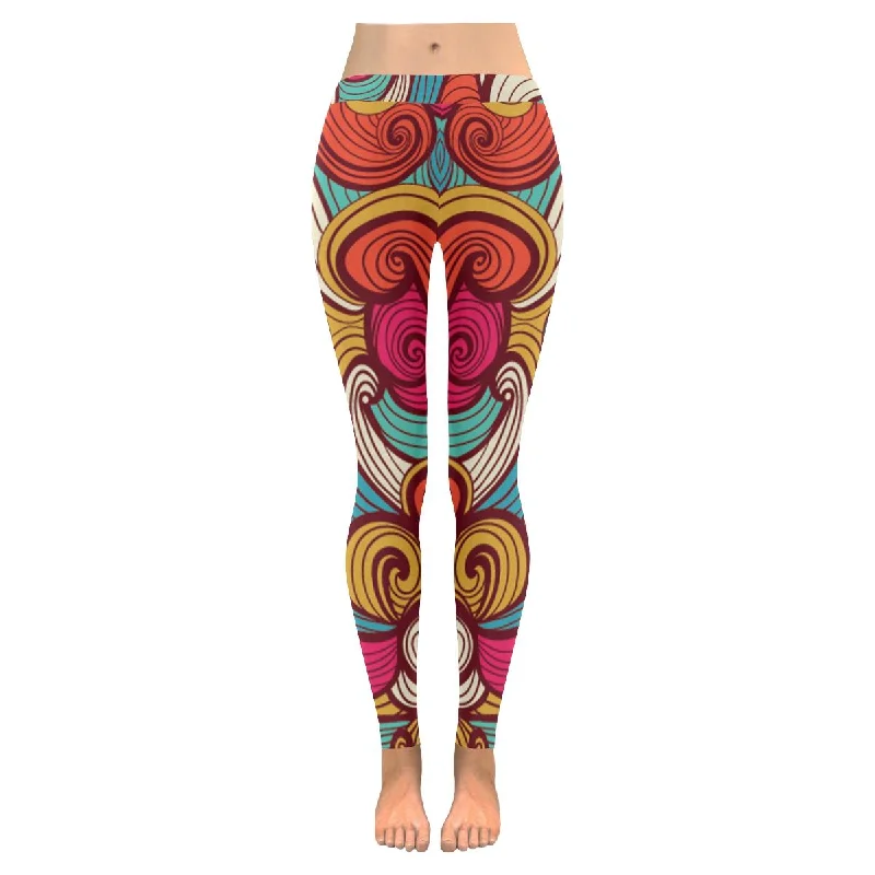 Graphic Colorful abstract pattern print Low Rise Ladies yoga running Leggings