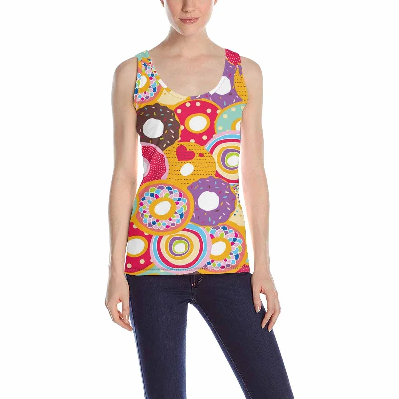 Womens Tank Tops print with colorful Doughnut