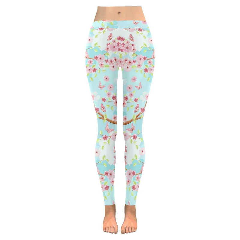 Zenzzle cherry blossoms womens Low Rise outdoor Leggings plus size:XXS-5XL