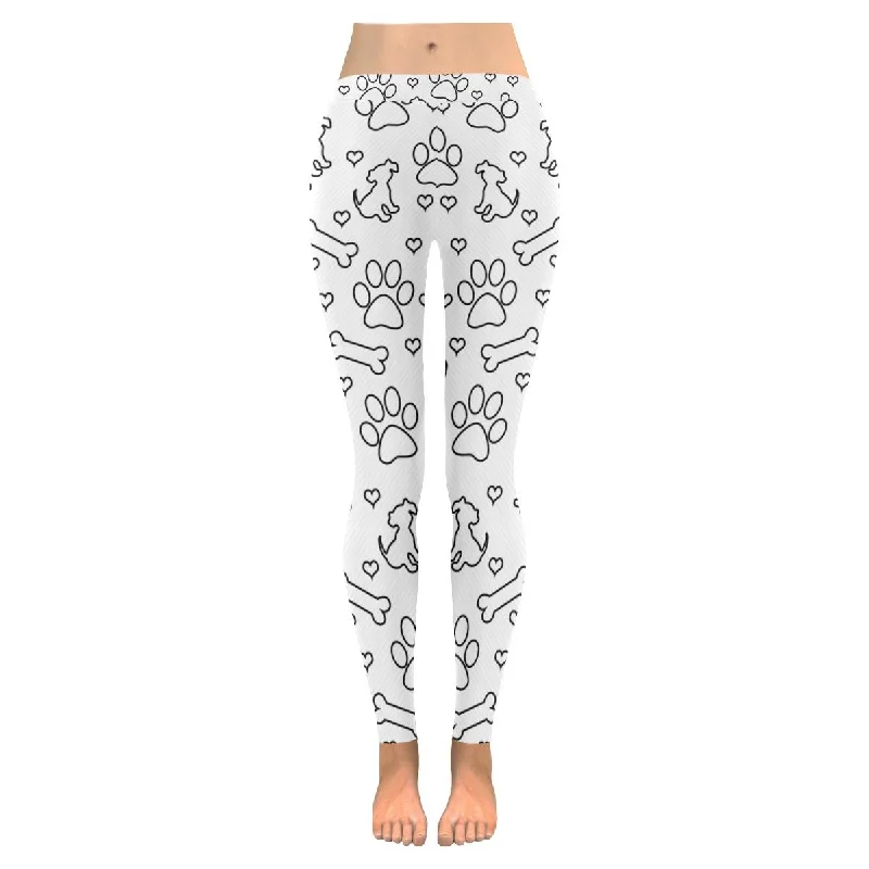 womens White Dog Paw Prints and Bones Low Rise yoga plus size Leggings XXS-5XL