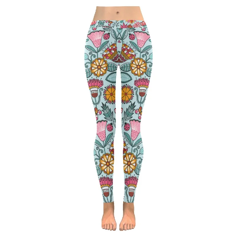 Zenzzle graphic flowers and butterflies ladies low rise womens leggings