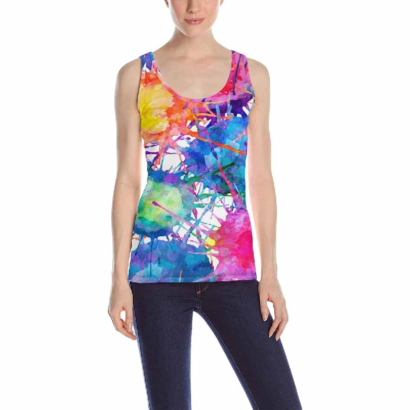 Womens Tank Tops print with colorful Abstract watercolor