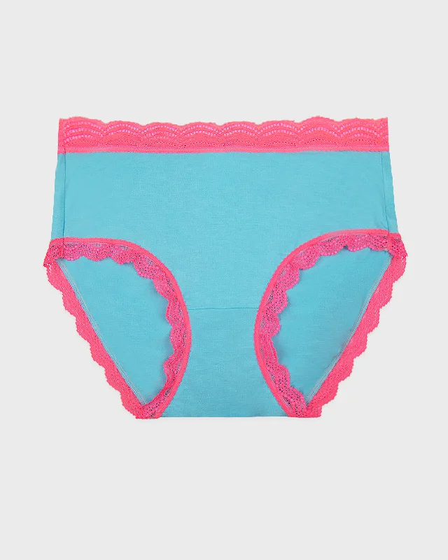 High Rise Brief - Electric Neon Turquoise and Pink