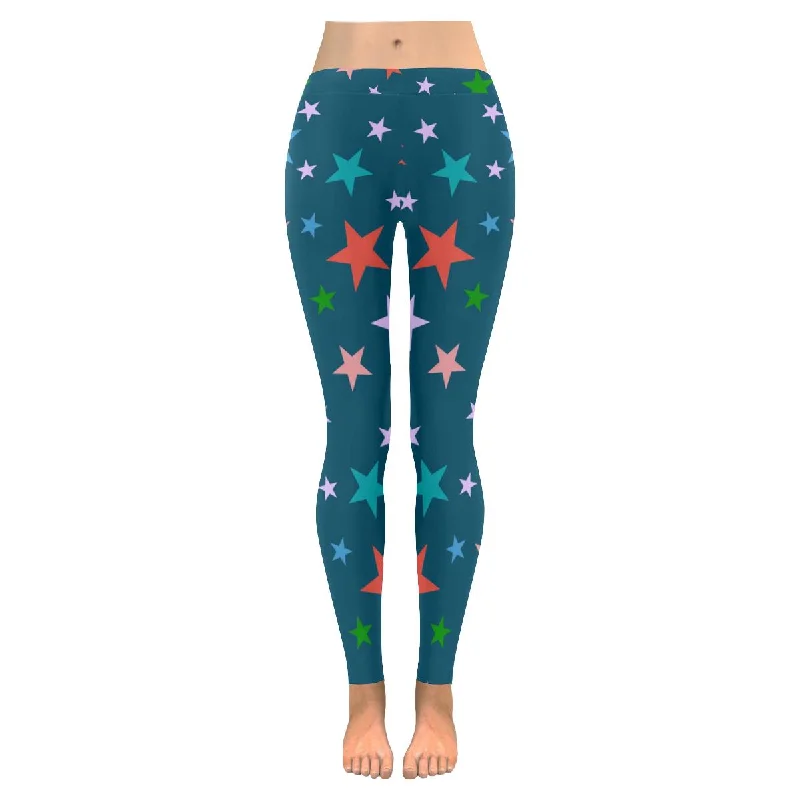 Womens Low Rise pattern Star print on outdoor yoga Leggings plus size:XXS-5XL