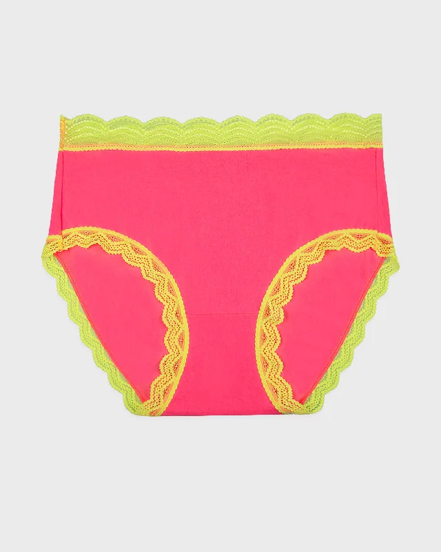 High Rise Brief - Electric Neon Pink and Yellow