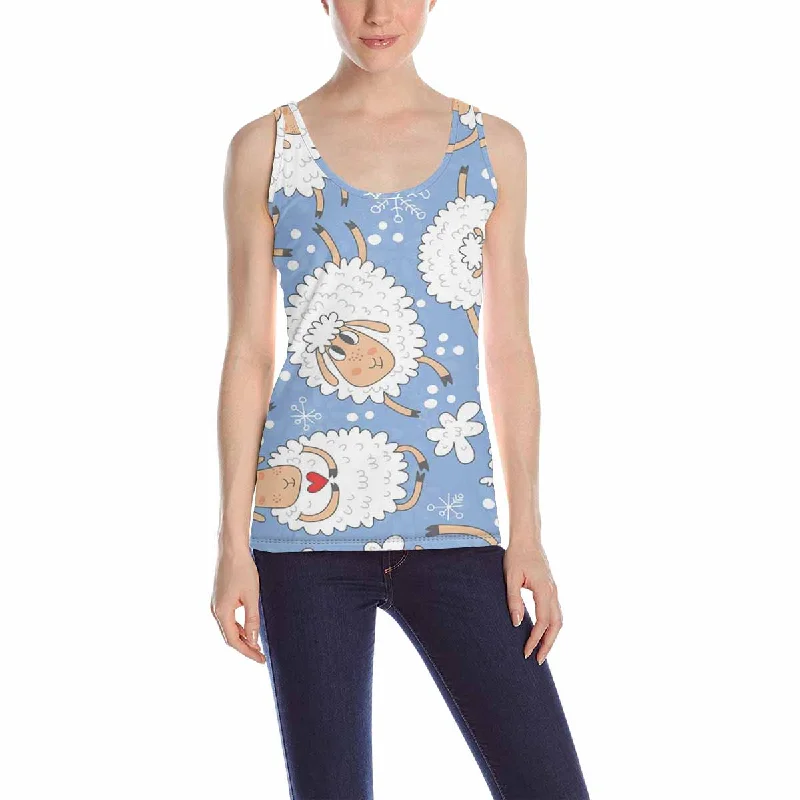 Womens Tank Tops print with Sheep and snowflakes