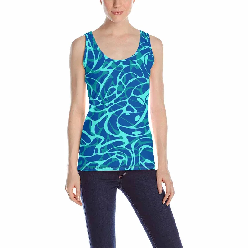 Womens Tank Tops print with blue swimming pool water