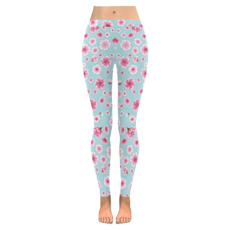 Zenzzle Sakura flowers Low Rise Womens outdoor Leggings plus size:XXS-5XL