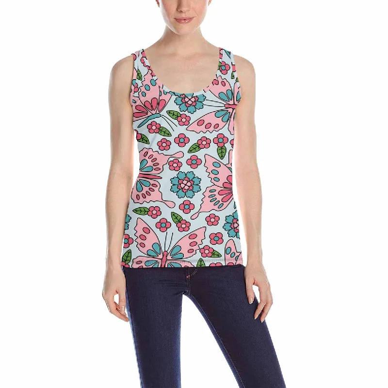 Womens Tank Tops print with colorful Butterfly