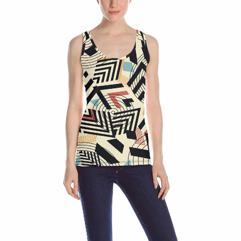 Womens Tank Tops print with retro geometric pattern