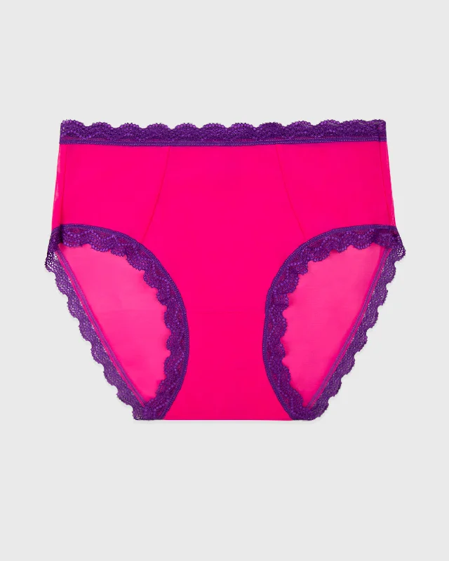 Mesh High Rise Brief - Raspberry & Purple