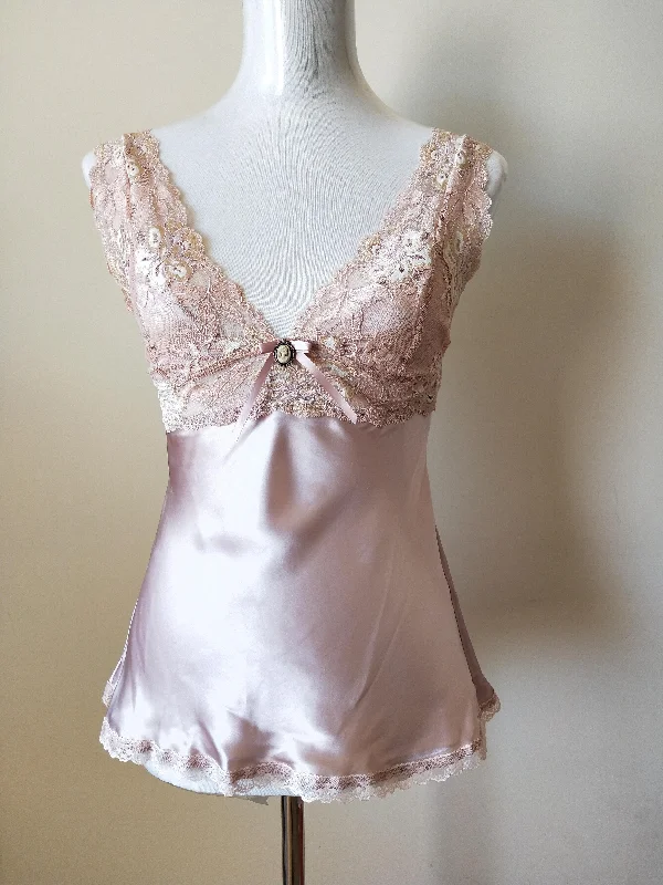 Sally Jones Silk and Lace Camisole in Dusty Pink