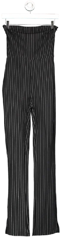 Superdown Black Pin Stripe Split Hem Jumpsuit UK S