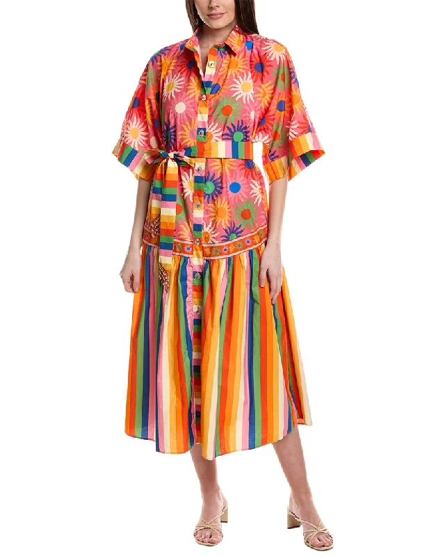 FARM Rio Graphic Macaws Mixed Midi Dress