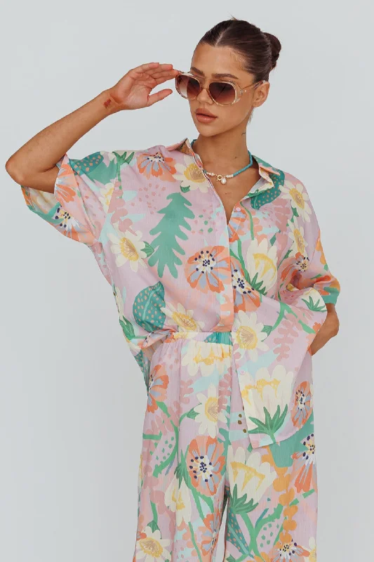 Kiko Button-Up Shirt Print Pink Multi