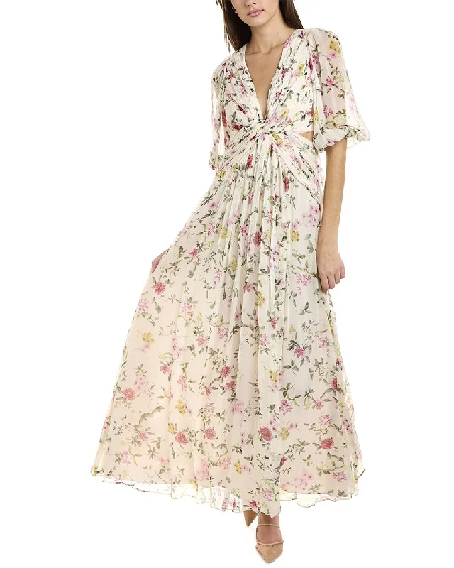 ML Monique Lhuillier Twisted Chiffon Gown