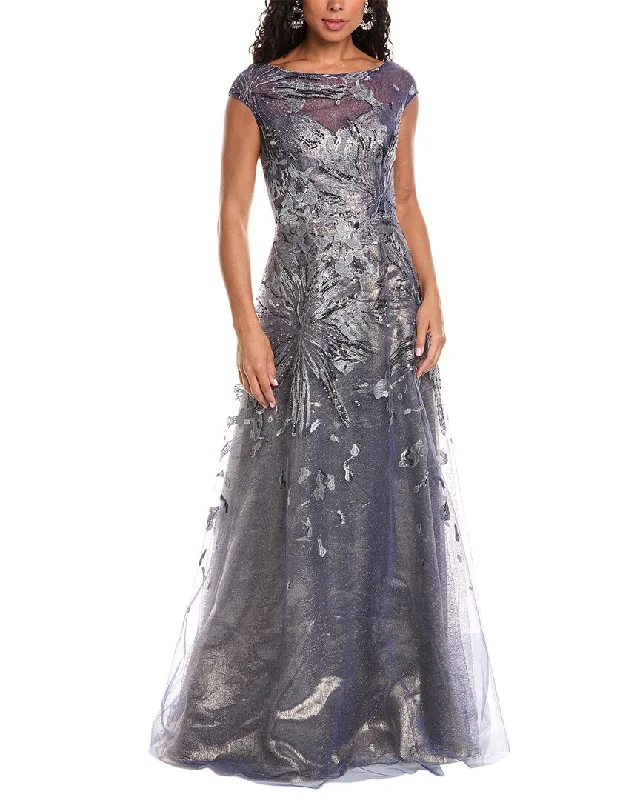 Rene Ruiz Embroidered A-Line Illusion Gown