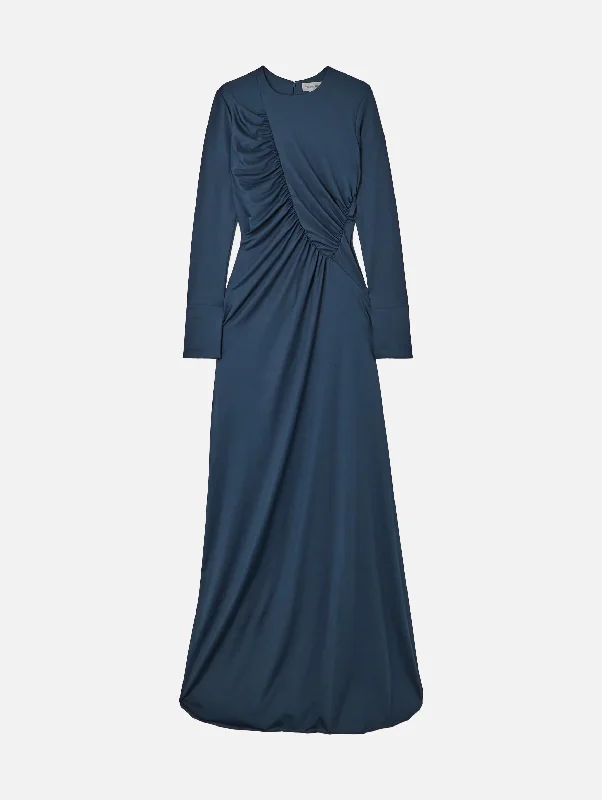 Ruched Detail Gown in Midnight