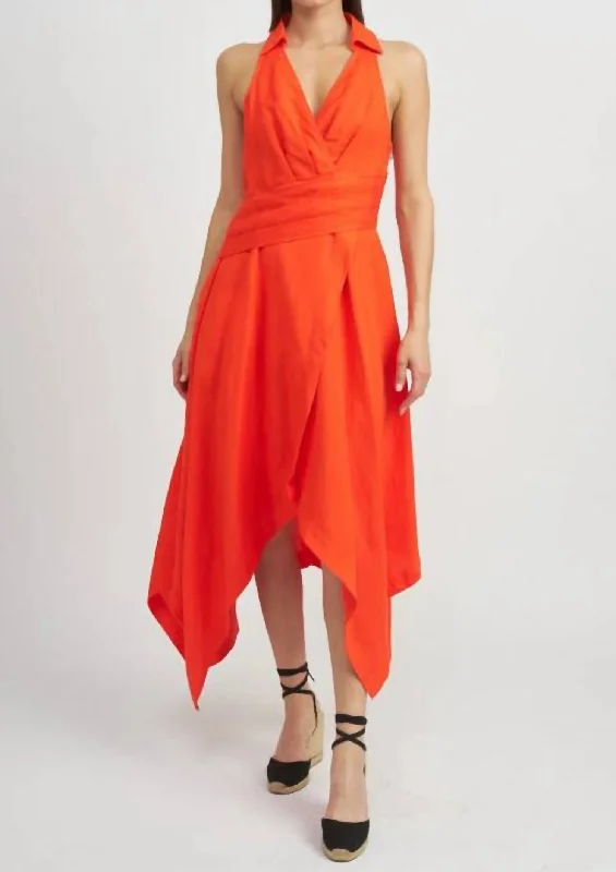 Sonnet Midi Dress In Tomato Red