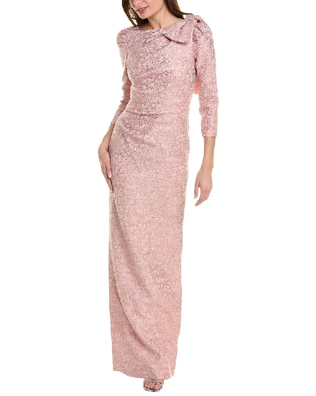 Teri Jon by Rickie Freeman Metallic Jacquard Gown