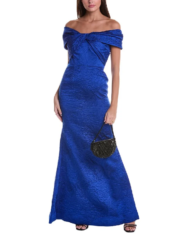 Teri Jon by Rickie Freeman Off-The-Shoulder Gown