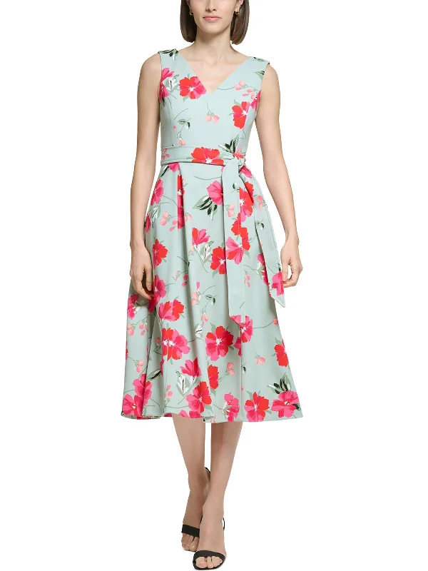 Womens Cocktail Midi Fit & Flare Dress