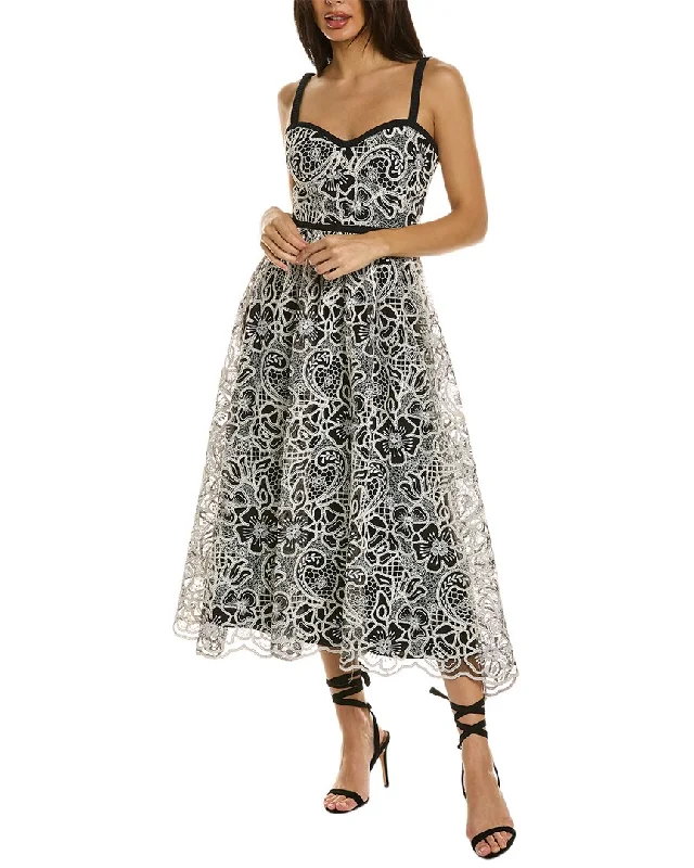 ML Monique Lhuillier Lace Midi Dress