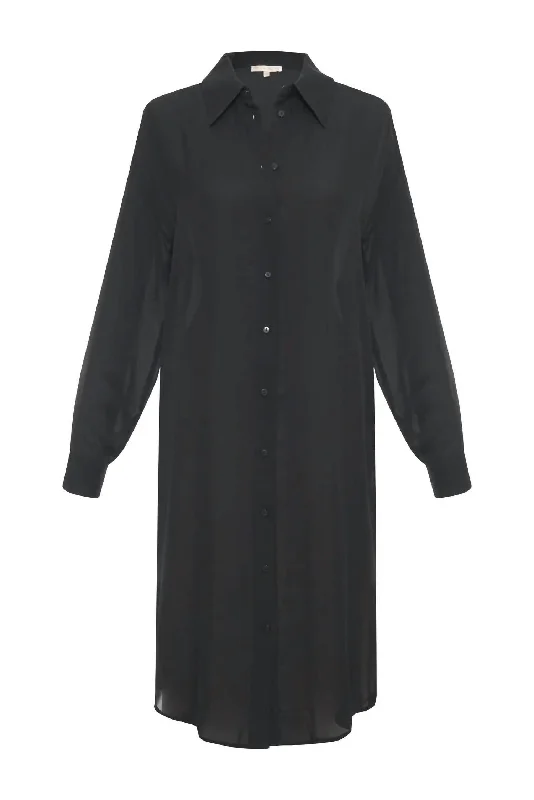 Georgette Shirt Duster In Black