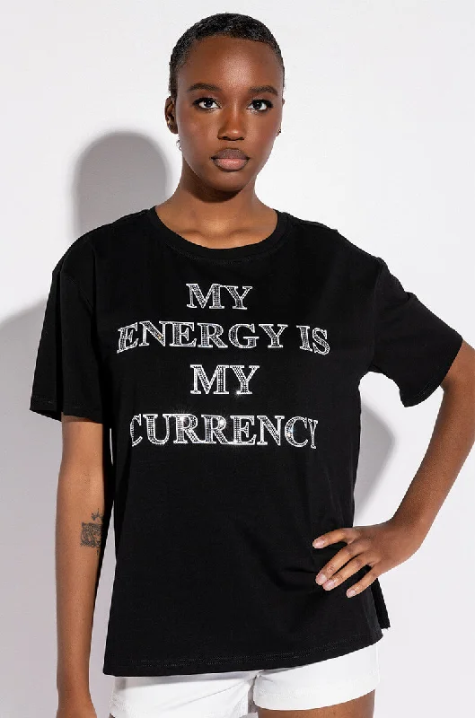 MY ENERGY IS MY CURRENCY OVERSIZED CUT OUT TSHIRT