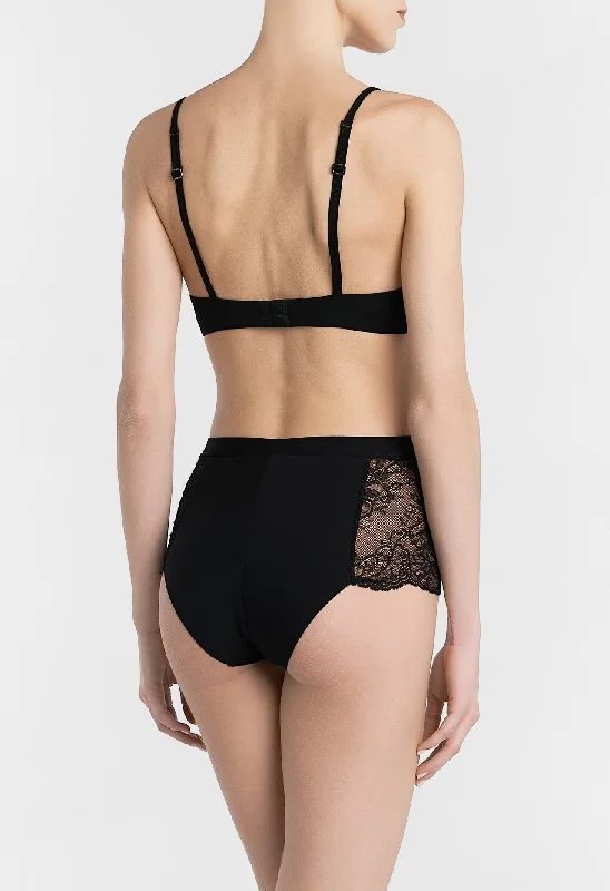 Black Leavers lace high-waisted brief