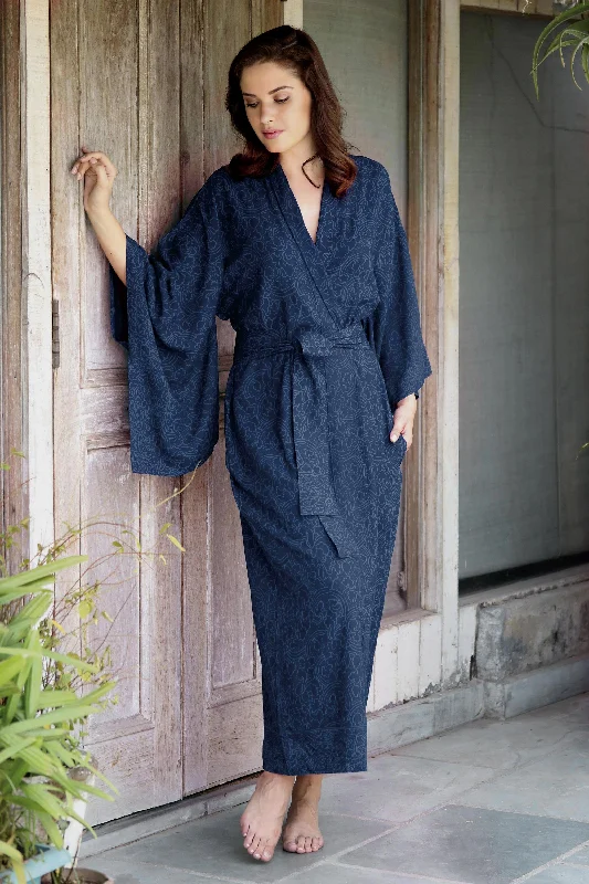 Kimono of Blue-Violet Orchids Robe