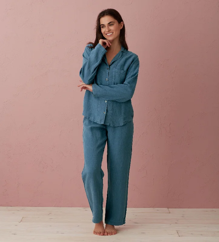 Peacock Tilly 100% Linen Pyjama Bottoms